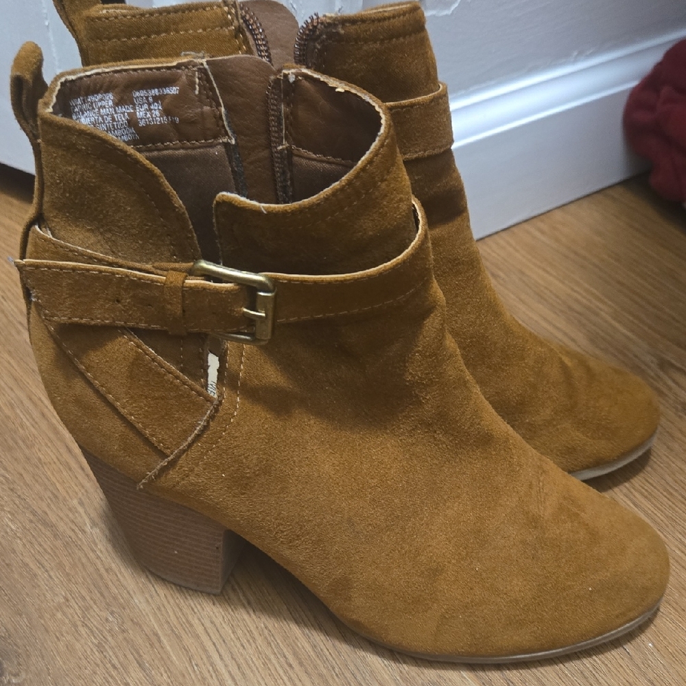Time and Tru Brown Ankle Boots with Buckle